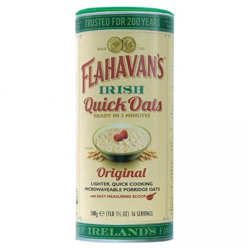 Flahavans Irish Quick Porridge Oats - Microwaveable 500G, 100% Wholegrain Rolled Oats